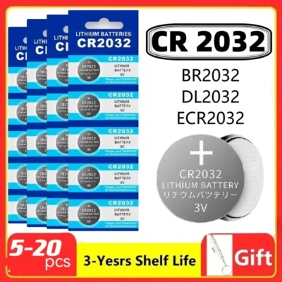 5-20x CR2032 3V Button Battery For Watch Toy Calculator Clock Car Key Coin Cells - Image 1 of 4