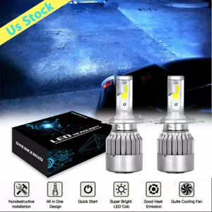 H4 9003 Ice Blue LED Headlight Bulb Conversion Kit High Low Beam 8000K 8000LM - Foto 1 di 10