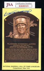 Vladimir Guerrero JSA COA Signed Gold HOF Plaque Postcard Autograph - Picture 1 of 1