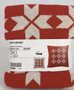 Ikea VINTERFINT Pillow Cushion Cover 50 x 50cm Red/Off White Snowflake New - Picture 1 of 3