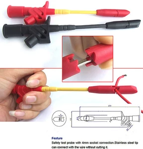 1 Paar Prüfhaken Sonden isoliert Piercing Kabel 4mm Bananenstecker Multimeter - Bild 1 von 2