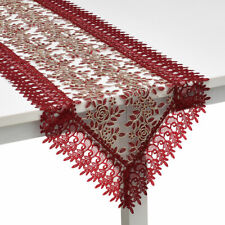 Table Runner 72 Inch Wine Flower Embroidered Pattern Polyester Lace Table Décor