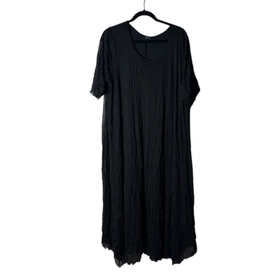 Comfy USA Black Crinkle Lagenlook Dress Womens Size 3X - Image 1 of 4