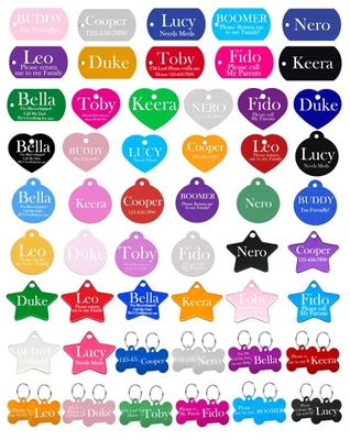 Personalized Aluminum Dog Tag, Custom Engraved Pet ID 10 Colors - Image 1 of 2