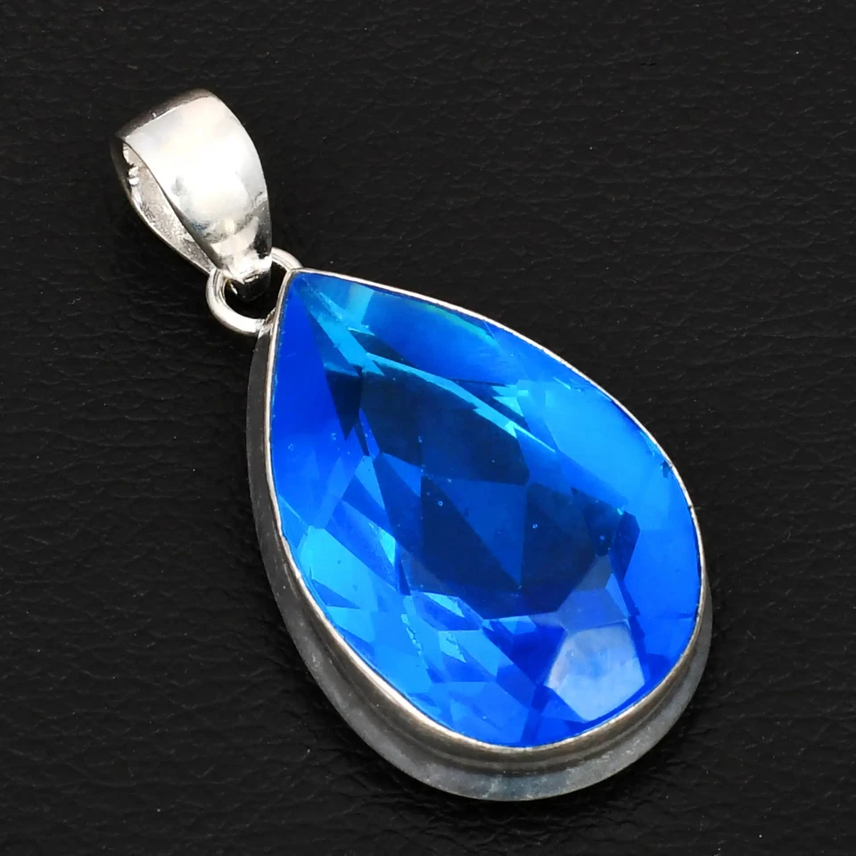 Blue Topaz Gemstone Ethnic Handmade Pendant Jewelry For Christmas 2.12" AP-33768 - Image 1 of 1