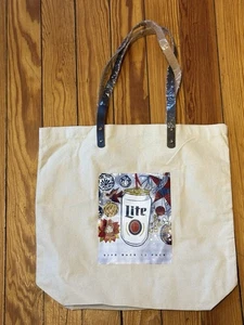 Borsa tote in tela Miller Lite tema birra vacanze RESTITUIRE 12 pezzi nuova senza etichette - Foto 1 di 11