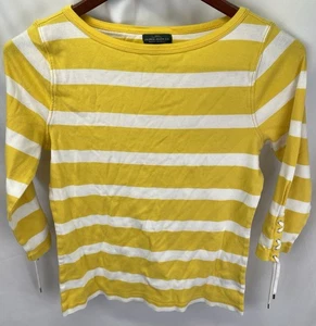 Lauren Jeans Co Damen T-Shirt mit großem U-Boot-Ausschnitt und 3/4 Schnürärmeln Baumwolle - Bild 1 von 7