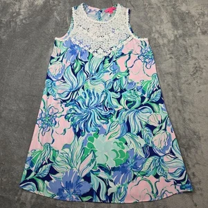 Lilly Pulitzer Dress 2 Blue Nala Floral Party Thyme Soft Shift Preppy Beachy - Picture 1 of 8