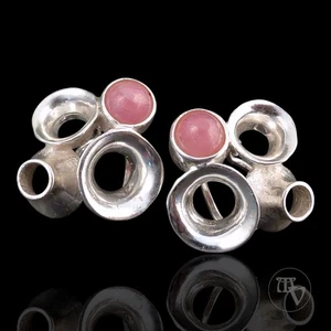 Pendientes de rodocrosita 925 plata orgánica - Relo Perli Oly era vintage - Imagen 1 de 7