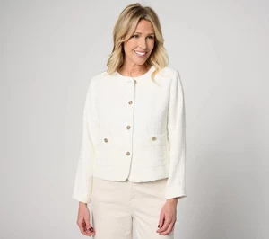 Joan Rivers Red Carpet Boucle Blazer with Pockets-White-XL-NEW-A640673 - Picture 1 of 2