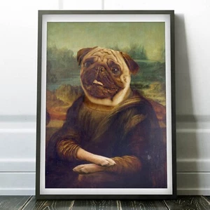 Mona Lisa Pug - Poster Canvas Artwork - Picture 1 of 4