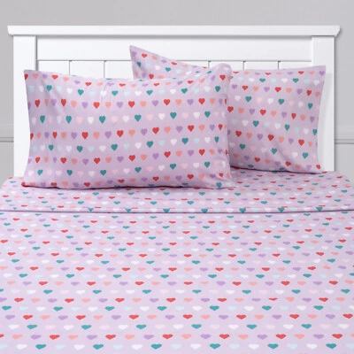Hearts Kids Sheet Set Purple Multi Color Twin, Twin XL, Full - Image 1 of 4