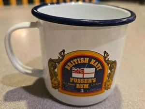 British Navy Pusser's Rum ~ Royal Navy Traditional Toasts Enamel Tin Mug/Cup - Picture 1 of 7