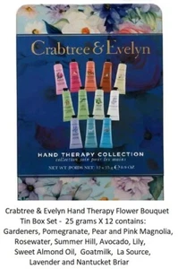 Crabtree & Evelyn Hand Therapy Flower Bouquet Tin Box Set - 12 x 25 gr - New - Picture 1 of 2