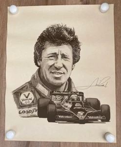 1978 JPS Team Lotus Portrait Mario Andretti Poster By Bisignano 20" x 16" - Picture 1 of 10