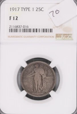 1917 Type 1 Standing Liberty Silver Quarter NGC F-12 #7-016 - Image 1 of 2