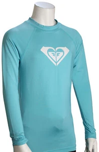 Roxy Girl's Whole Hearted LS Rash Guard - Maui Blue - New - Picture 1 of 1