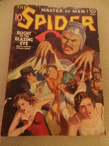 The Spider Blight of the Blazing Eye Apr 1939 Howitt Covr Finger Rays Menace VG+ - Imagen 1 de 7