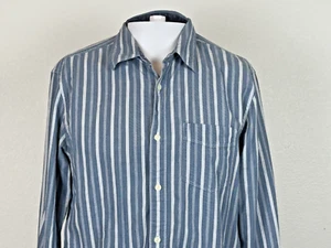 Vintage Gap Denim Striped Button Up Shirt Men's M Blue White Retro Preppy Y2K - Picture 1 of 14