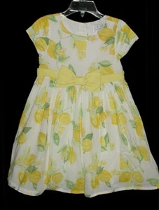 Usado en Excelente Condición Vestido Gymboree Vestido Caza de Huevos Blanco y Amarillo Limón Floral Lazo Talla 4T - Imagen 1 de 6
