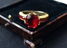 Vintage Style Jewellery Red Gemstone Ring 18K Gold Plated