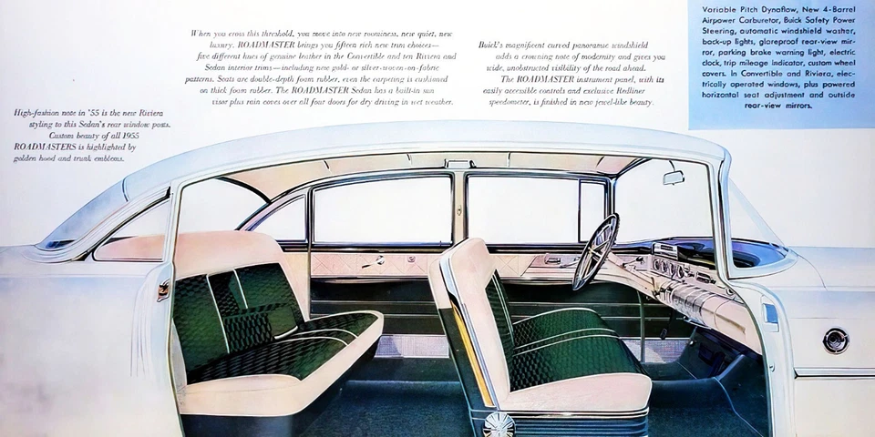 1955 Buick Roadmaster Open interior showroom Wall print 10 x 19 Giclee print - Image 1 of 1