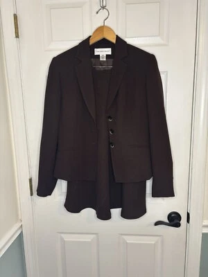 Jones New York Mujer’s Falda Traje Marrón con Lunares Blancos Talla Chaqueta/Falda Talla 8/6 Foto 1 de 4