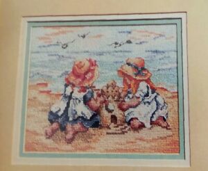 Cross Stitch Pattern SEASIDE SANDCASTLES By The Sea Girls Bonnets Beach Sand Hat