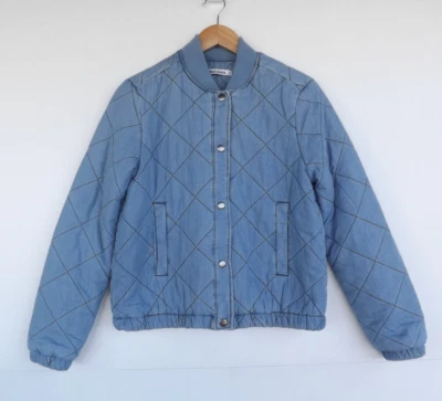 Just Jeans Bomber Jacket 8 Womens Blue Quilted Padded Cotton - image 1 of 4