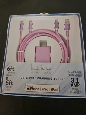 Nicole Miller  I PHONE Charging Bundle Type C & USB Cable 3.1 AMP  6FT - Image 1 of 3