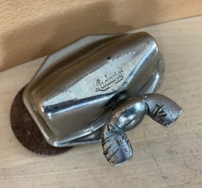 LUDWIG 1672 Floor Tom Leg Mount Holder Bracket Cymbal Arm Spur Nickel 60s Vtg - Image 1 of 4