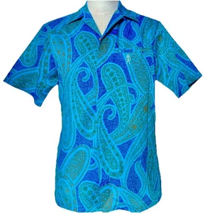 Vintage 60s Iolani Registered Originals Hawaiian Aloha Tiki Button Up Shirt S - Picture 1 of 5