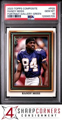 2023 TOPPS COMPOSITE PORTRAIT GALLERY GREEN #PG5 RANDY MOSS #/250 POP 1 PSA 10 - Image 1 of 3