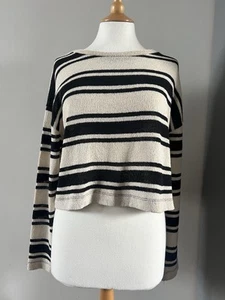 ZARA BLACK & CREAM STRIPE JUMPER SIZE M 10 12 - Picture 1 of 6