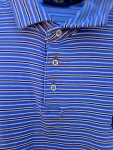 Polo uomo Ralph Laurens XL, a righe blu, manica corta, 0702n R20 - Foto 1 di 5