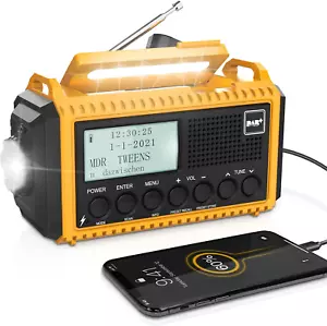 Tragbares Radio DAB+/DAB/FM mit 5000Mah Batterie Kurbelradio Digitalradio Solar - Bild 1 von 7