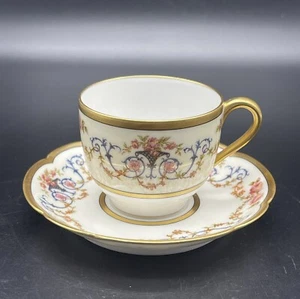 Vintage Haviland France Limoges Porcelain Gilt Espresso Cup and Saucer - Picture 1 of 13