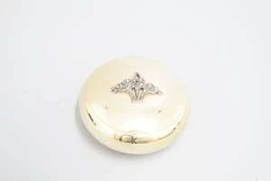 Pequeña lata redonda con motivo de cesta de flores engastado de diamantes oro probado - Imagen 1 de 4