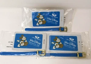 3 Disney Travel 1986 Luggage Tags Mickey Mouse Vintage Unopened NEW Disneyana - Picture 1 of 8