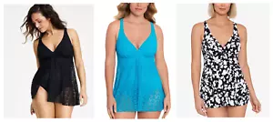NWT Swim Solutions Womens Tummy Control Flyaway Swimdress Sizes 8-16W $130 2B314 - Picture 1 of 5