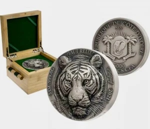 TIGER Big Five Asia 5 Oz Silver Coin 5000 Francs Ivory Coast 2021 Coin, Münze - Bild 1 von 5