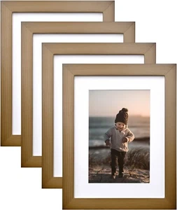6x8 Picture Frames Brown - Wood Frames with Acrylic Plexiglass for Pictures 4x6 - Picture 1 of 6