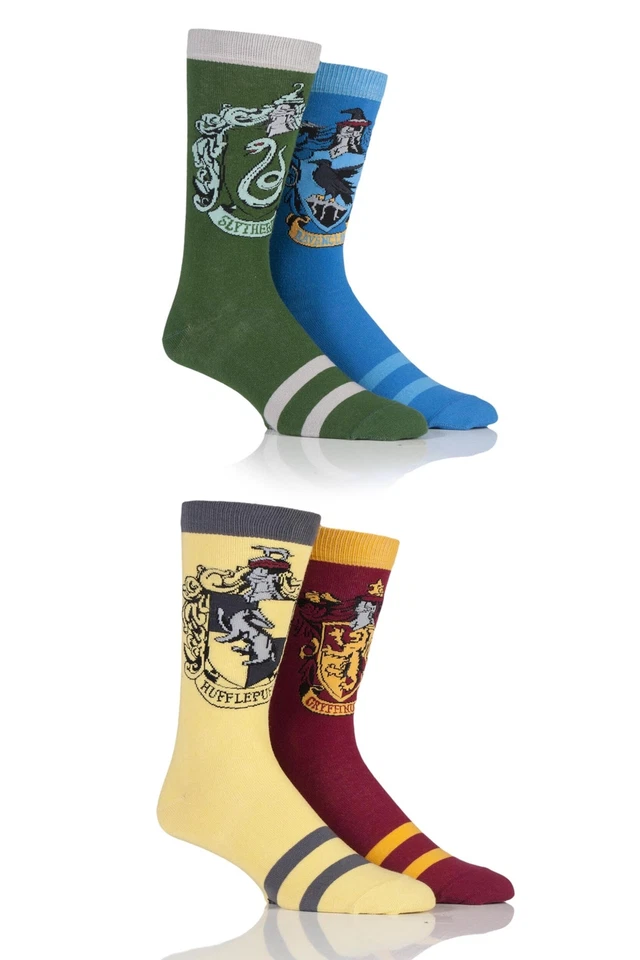Harry Potter Gift Socks Men's Hogwarts School Insignia House Badge Design 4 Pack