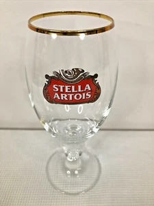 Stella Artois 40 cL Gold Rimmed Stemmed Beer Glass Barware Man Cave EUC - Picture 1 of 9