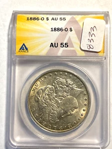 #A8333.ANACS Morgan Silver Dollar 1886 O Key Date AU55 - Picture 1 of 2