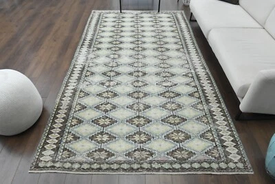 5.4x9.2 ft, IKAT, One of a Kind, Vintage Turkish Area Rug, Handmade Wool Rug 5x9 - Image 1 of 4