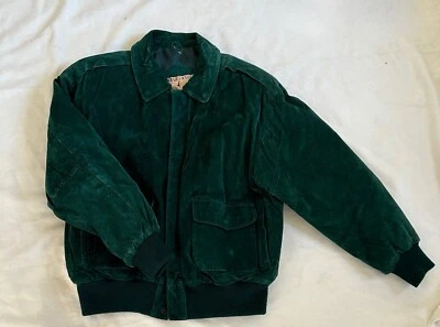 Chaqueta Retro 80’s 90’s Estilo Gamuza Verde Talla Mediana Por Marsh Landing  Foto 1 de 4
