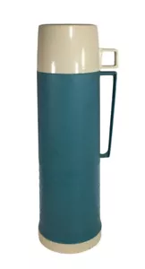 Termo Aladdin de Colección Aqua Turquesa Vidrio Forrado Caliente y Frío Retro Años 60 70 con Taza - Imagen 1 de 8