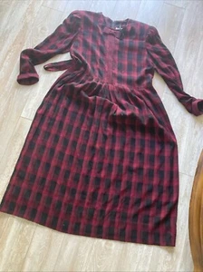 Vintage Jessica Howard Plaid Maxi Shirt Dress Size 8 P Long Sleeve Gothic - Picture 1 of 11