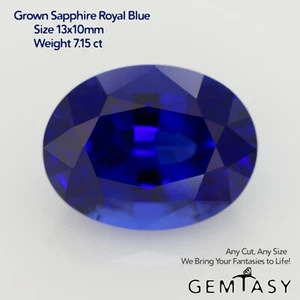 Cut stone - Sapphire Royal Blue Czochralski (Pulled) lab grown, 13x10mm 7.15ct - Picture 1 of 4